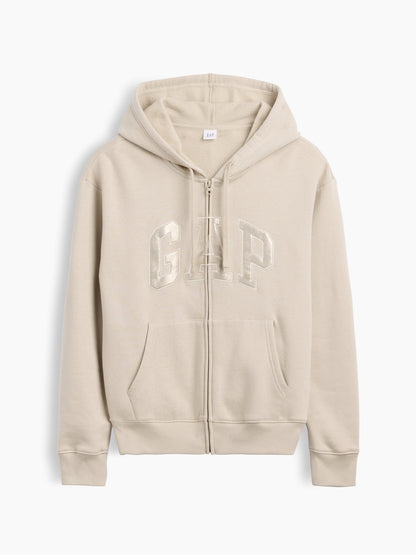 Ekru Gap Logo Fleece Fermuarlı Sweatshirt