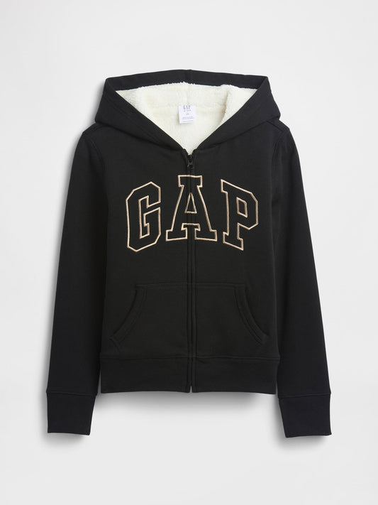 Siyah Gap Logo Sherpa Fermuarlı Sweatshirt