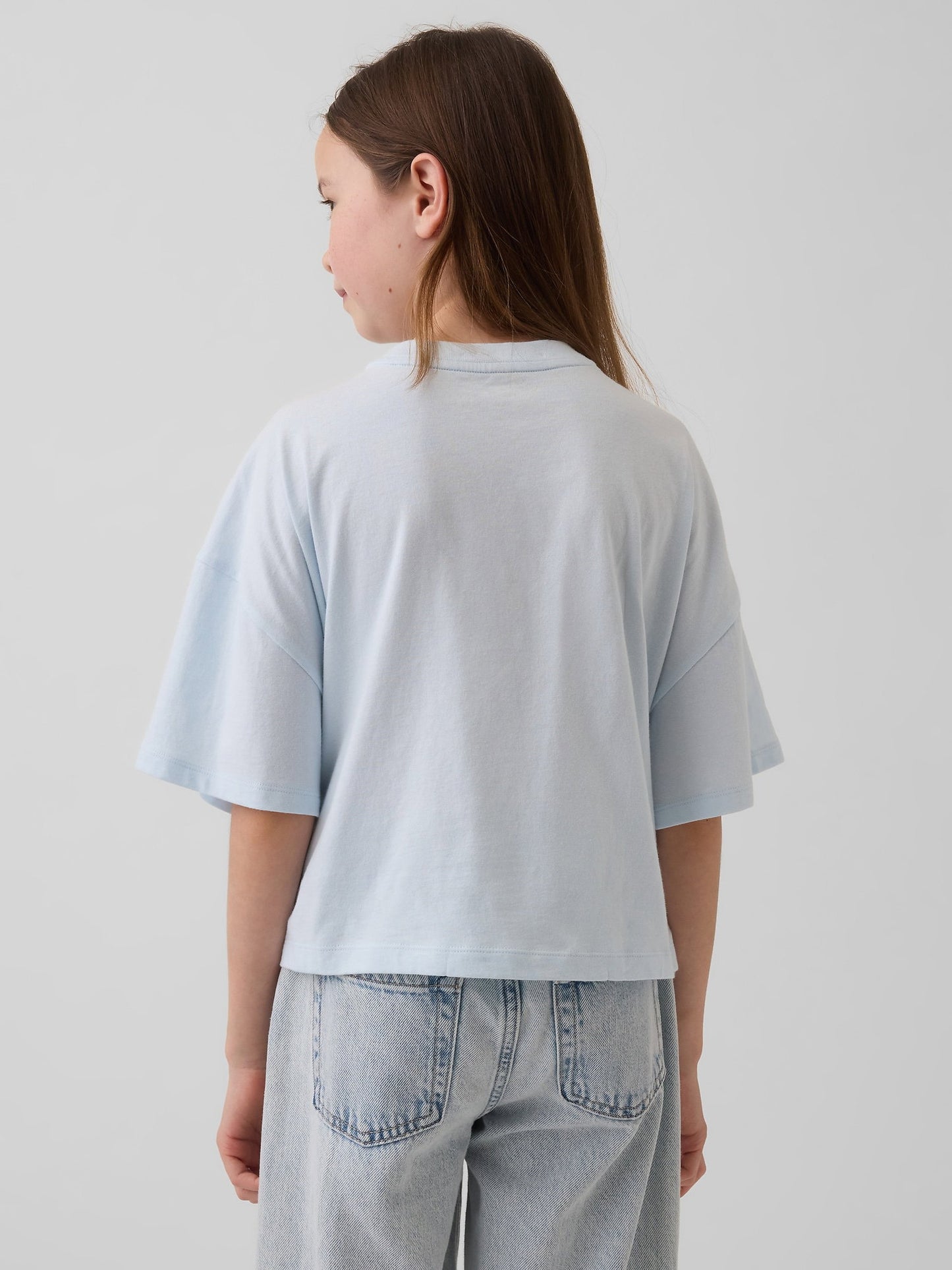 Açık Mavi Oversized Grafik Logo T-shirt