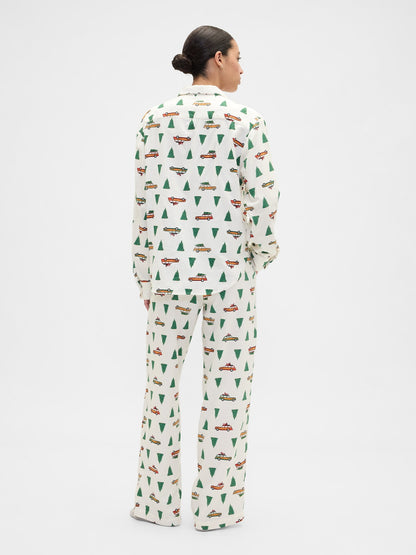 Kırık Beyaz Flannel Pull-on Pijama Altı