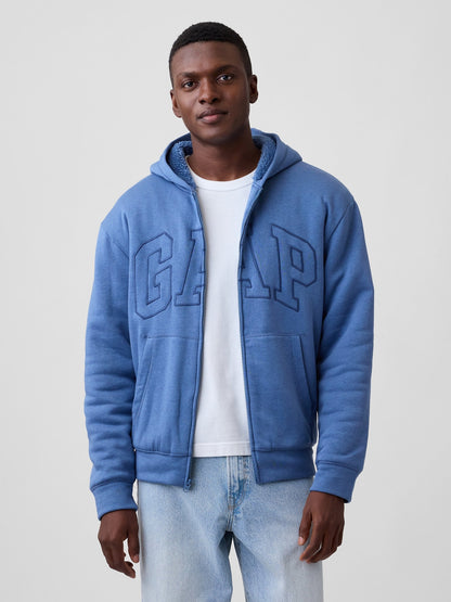Açık Mavi Relaxed Gap Logo Sherpa Astarlı Fermuarlı Sweatshirt