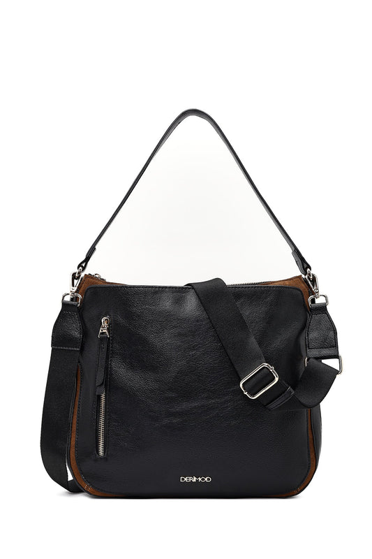 Kadın Siyah Uzun Askılı Deri Omuz Çantası