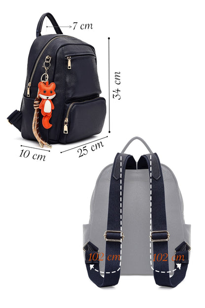 Kadın Lacivert Charmlı Sırt Çantası