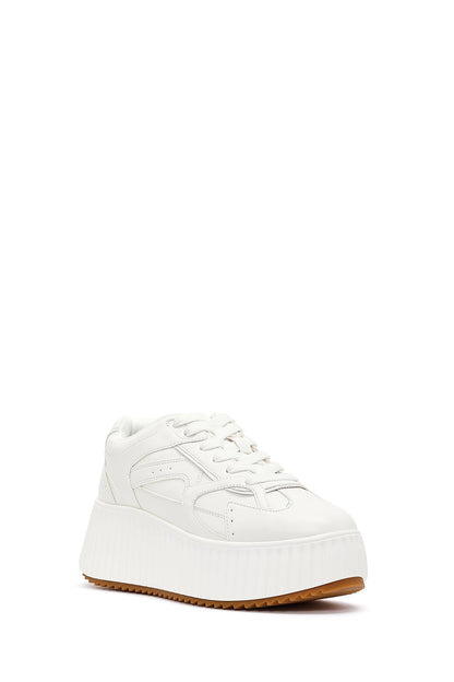 Kadın Beyaz Kalın Tabanlı Bağcıklı Sneaker