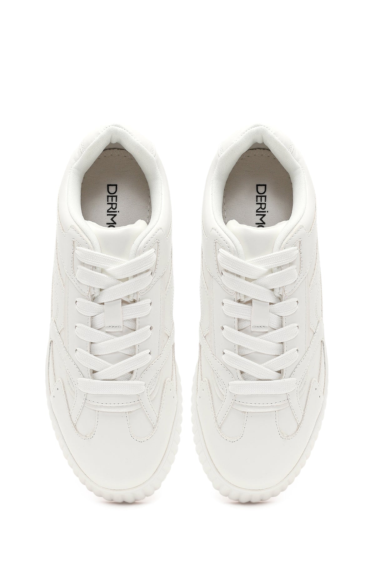 Kadın Beyaz Kalın Tabanlı Bağcıklı Sneaker