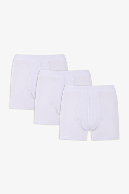 Erkek Pamuklu Basic White Tape 3lü Boxer