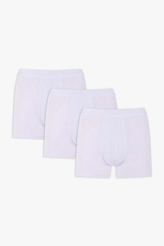 Erkek Pamuklu Basic White Tape 3lü Boxer