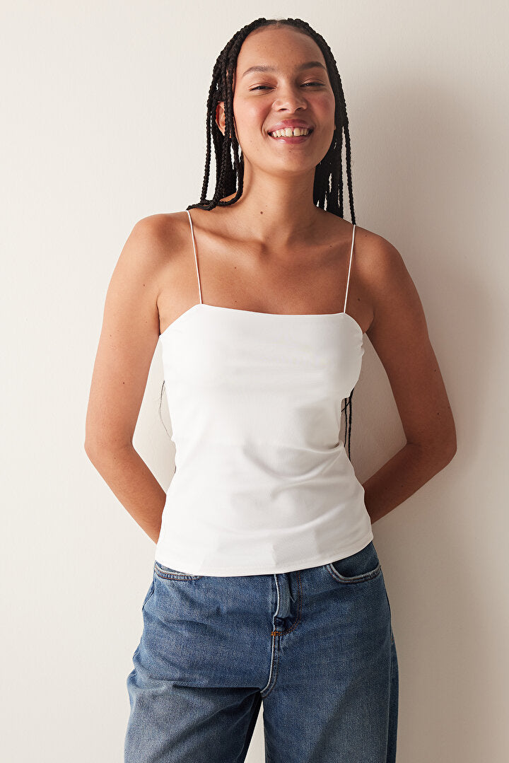 Ince Askılı Beyaz New Cami Atlet