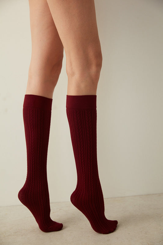 Bordo Knit Pantolon Çorabı-pentilicious