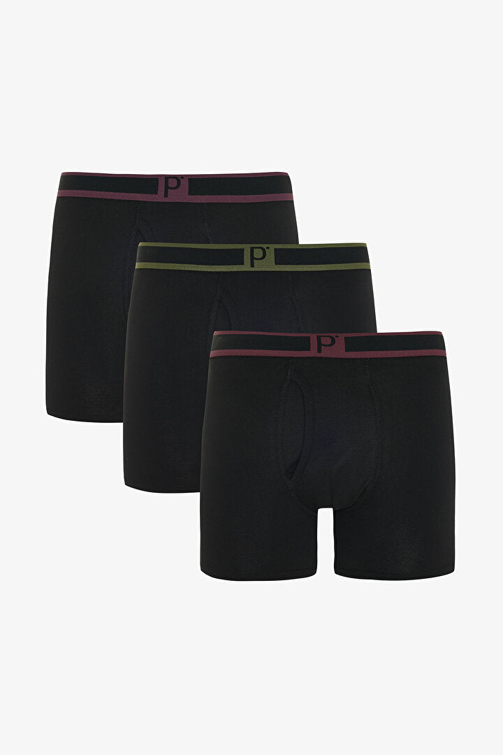 Erkek Pamuklu 3lü Siyah Çok Renkli Boxer