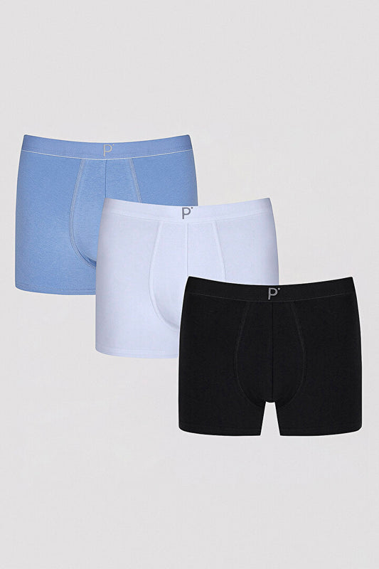 Erkek Pamuklu Blueish 3lü Boxer
