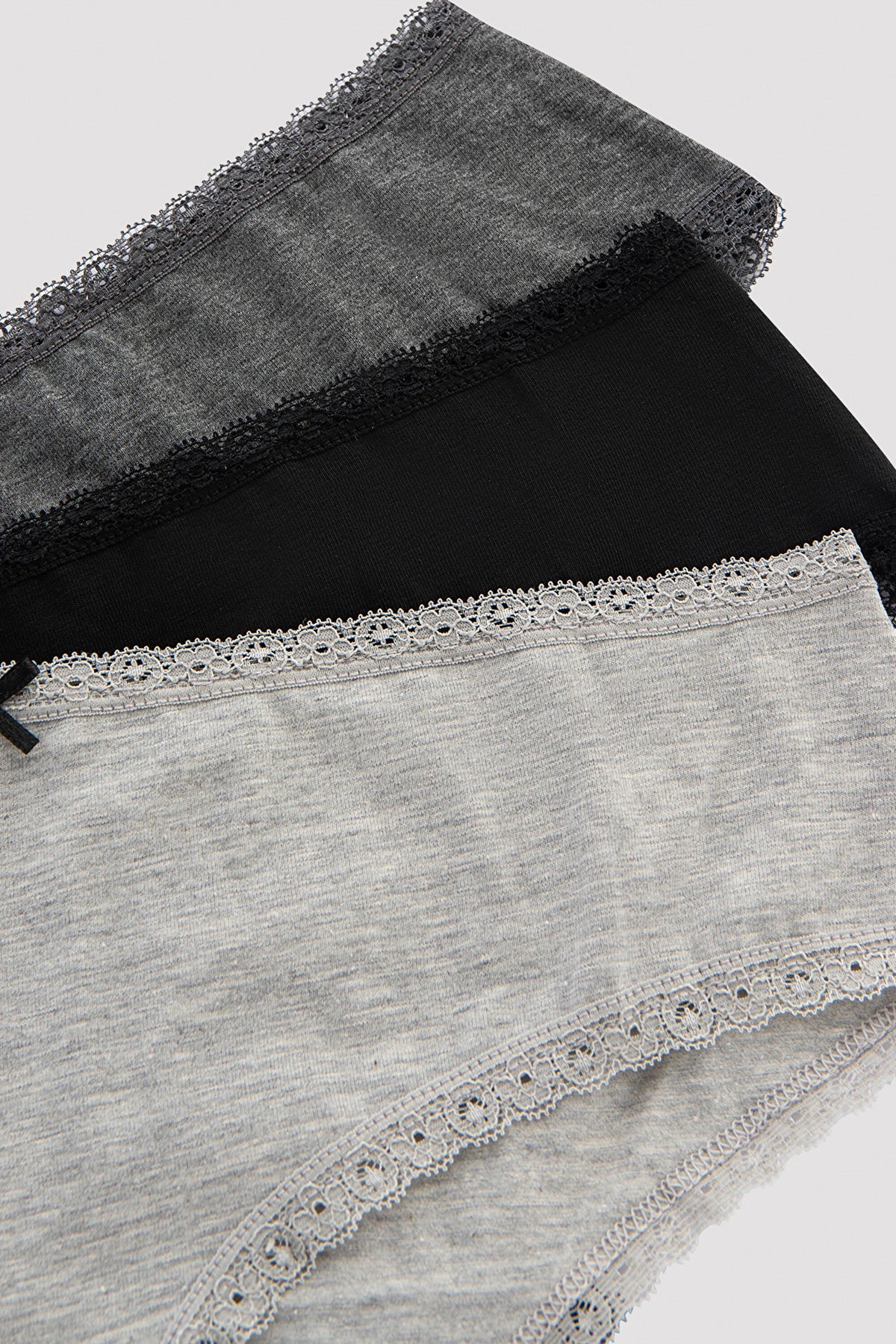 Daily Lace Pamuklu 3lü Gri Hipster Külot