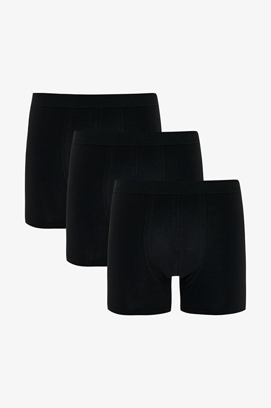 Erkek Pamuklu Basic Black 3'lü Boxer
