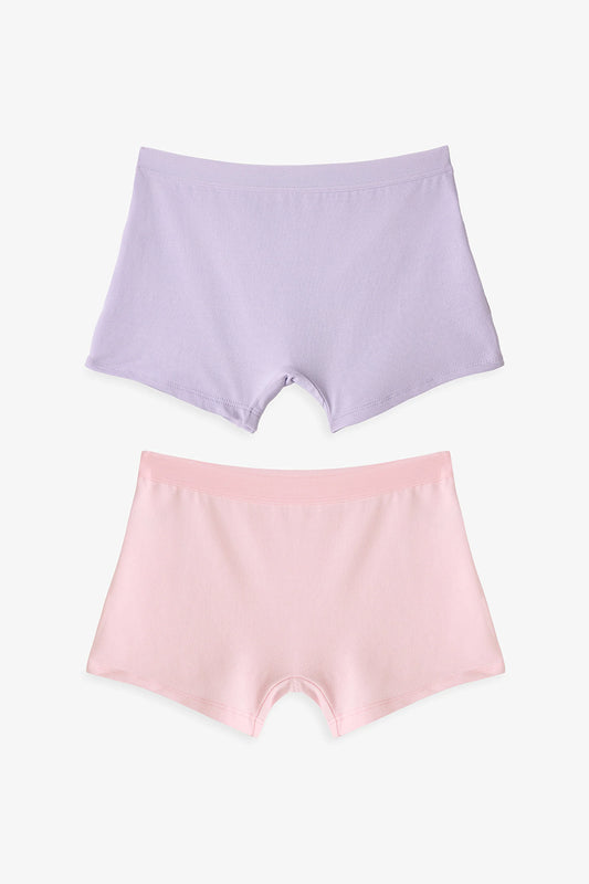Kız Çocuk Basic 2li Çok Renkli Uzun Boxer