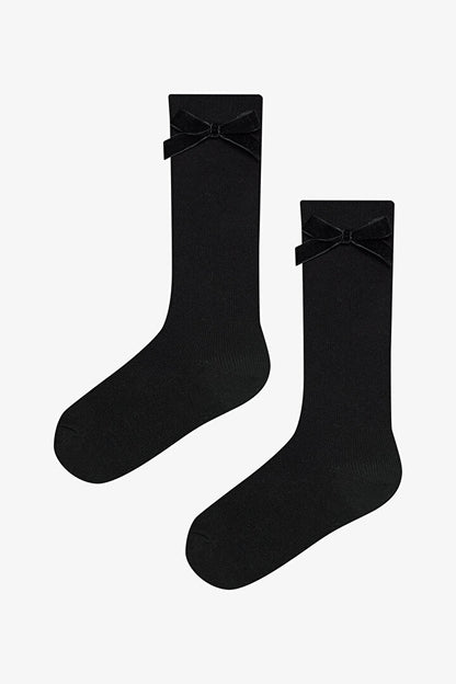 Kız Çocuk Black Ribbon Pantolon Çorabı