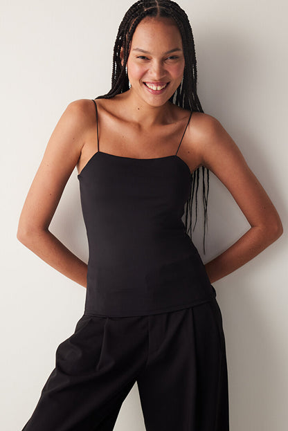 Ince Askılı Siyah New Cami Atlet