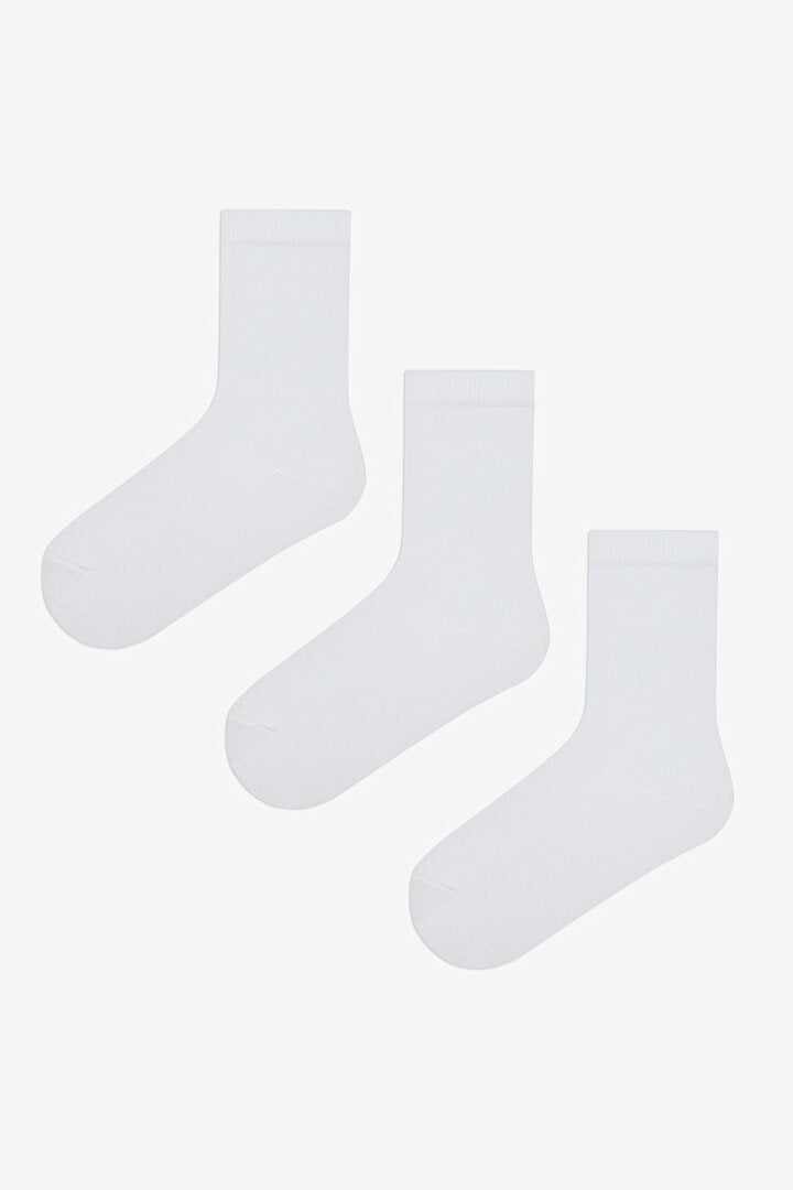 Unisex Beyaz Basic 3 Lü Soket Çorap Set