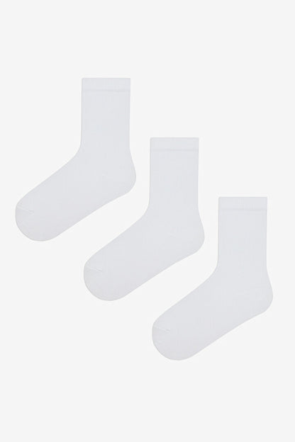 Unisex Beyaz Basic 3 Lü Soket Çorap Set