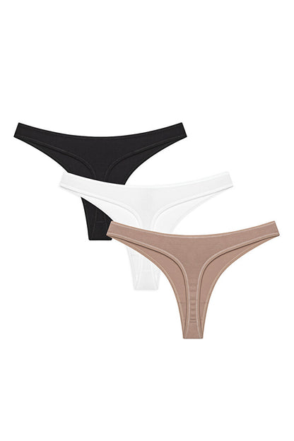 New Basic Çok Renkli 3lü Pamuklu Tanga Külot