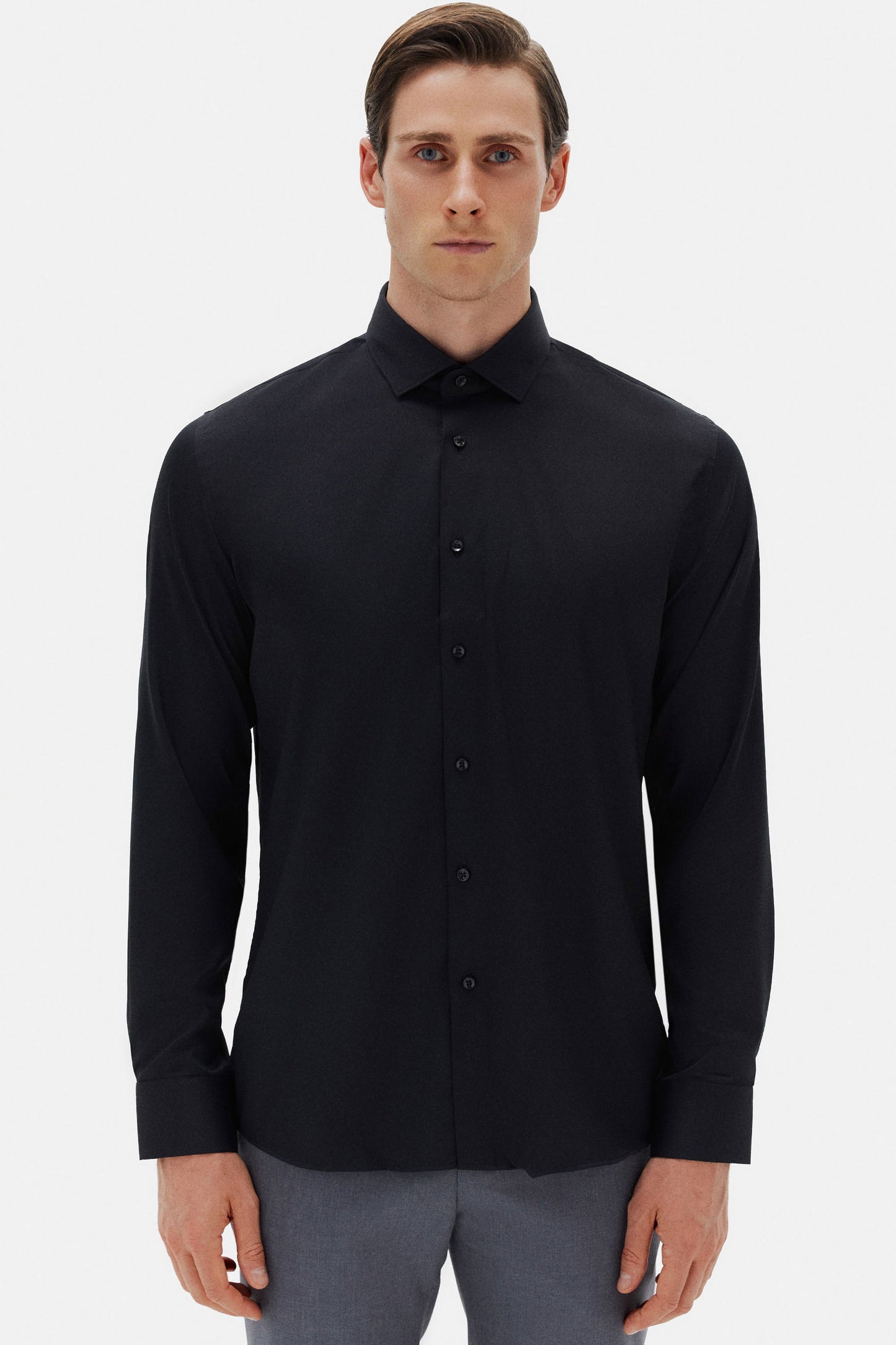 Tween Slim Fit Siyah Travel Gömlek