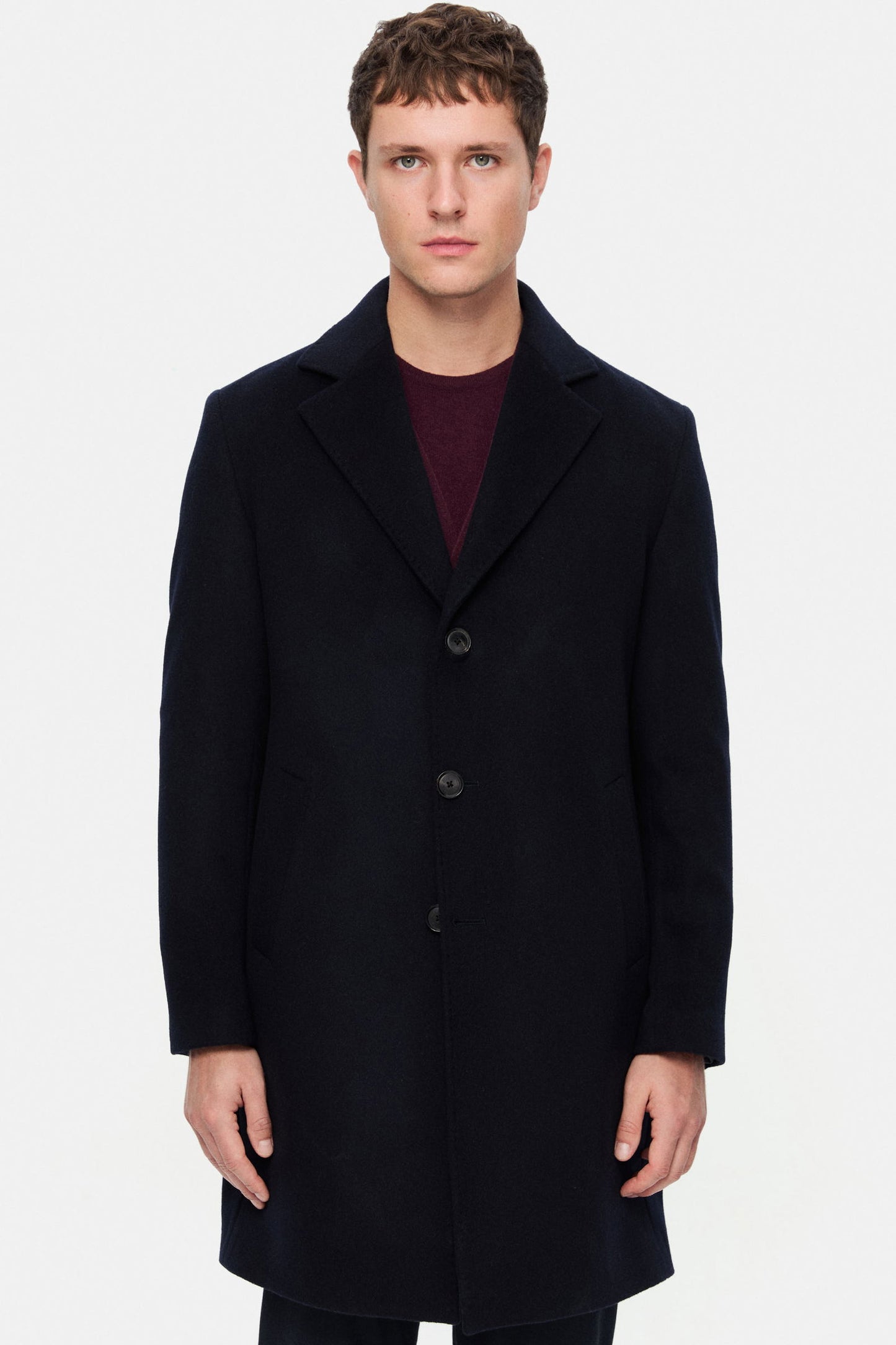 Damat Slim Fit Lacivert Düz Palto