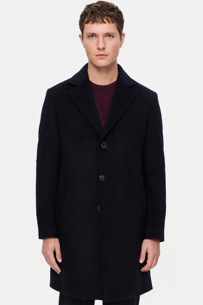 Damat Slim Fit Lacivert Düz Palto