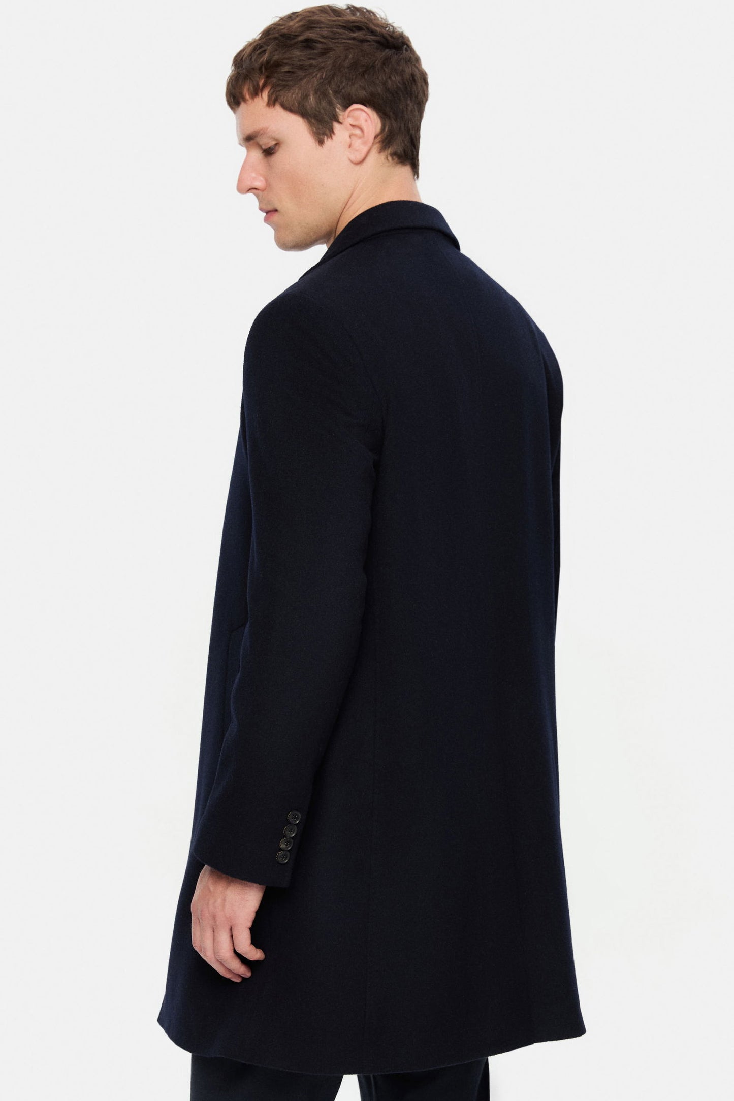Damat Slim Fit Lacivert Düz Palto