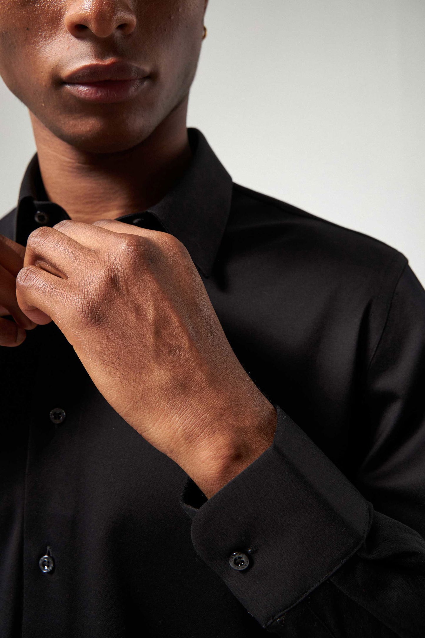 Damat Slim Fit Siyah Armürlü Gömlek