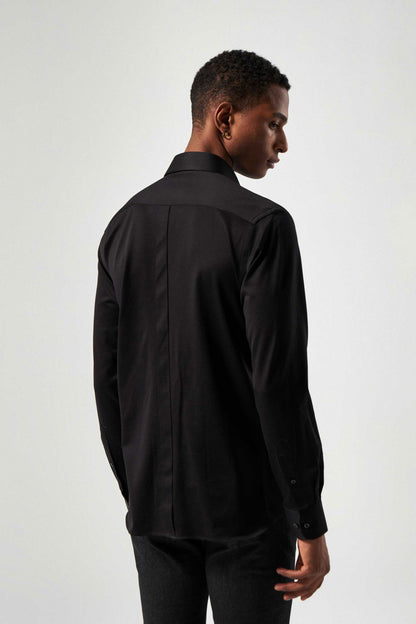Damat Slim Fit Siyah Armürlü Gömlek