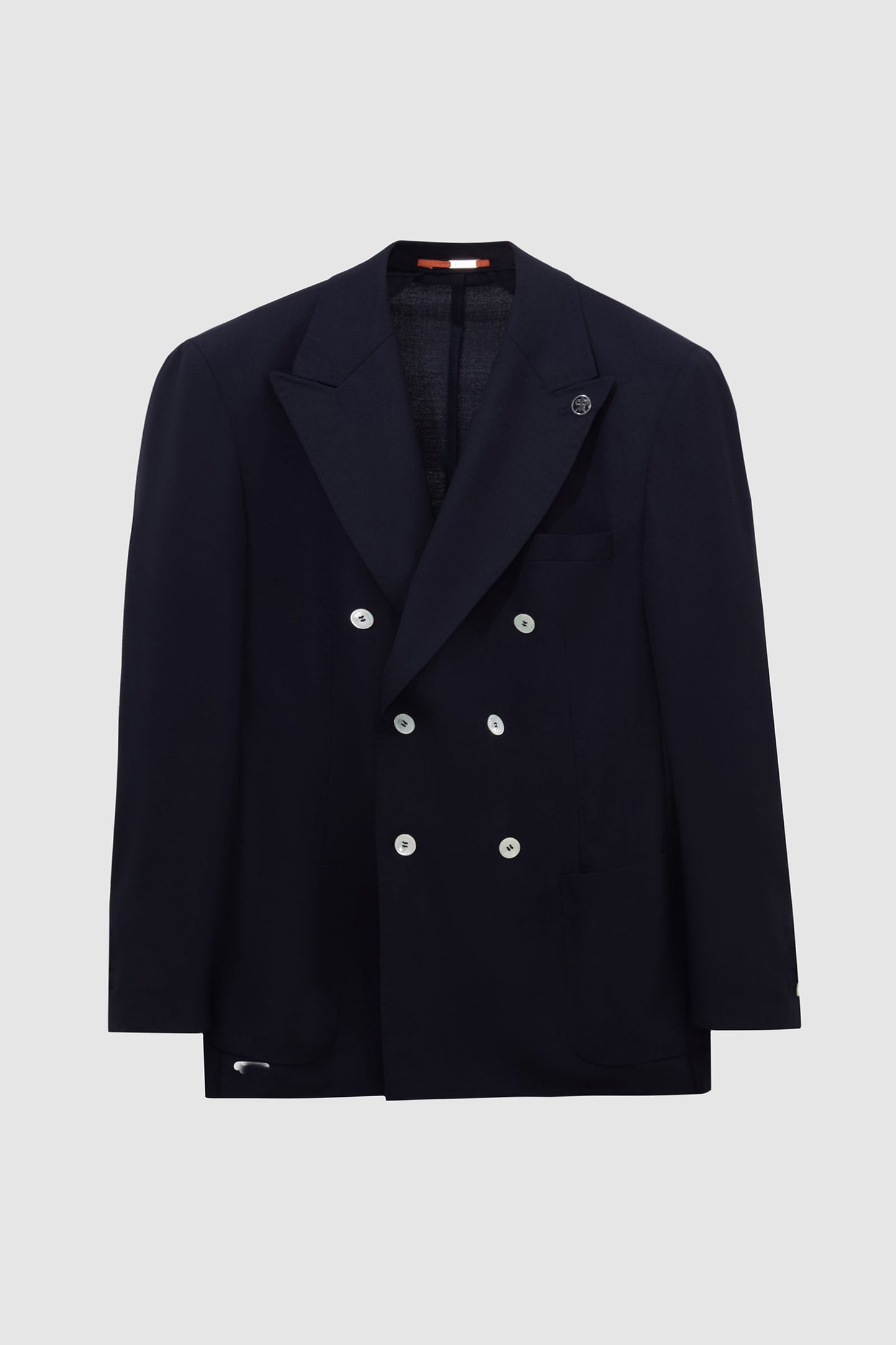 Damat Regular Fit Lacivert Loro Piana Kumaşıyla Üretilmiş Kruvaze Kumaş Ceket