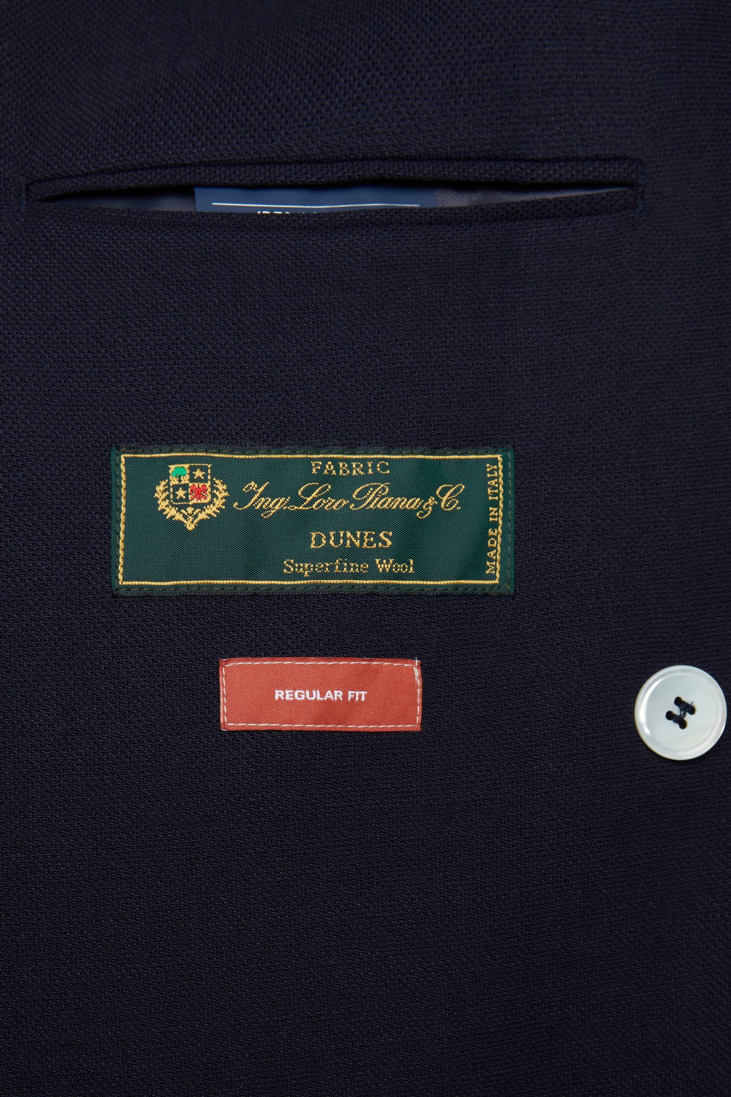 Damat Regular Fit Lacivert Loro Piana Kumaşıyla Üretilmiş Kruvaze Kumaş Ceket