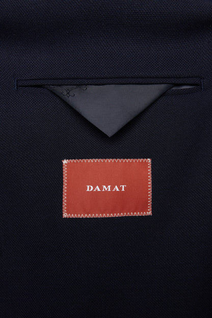 Damat Regular Fit Lacivert Loro Piana Kumaşıyla Üretilmiş Kruvaze Kumaş Ceket