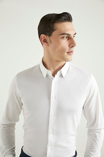 Damat Slim Fit Beyaz Armürlü Gömlek