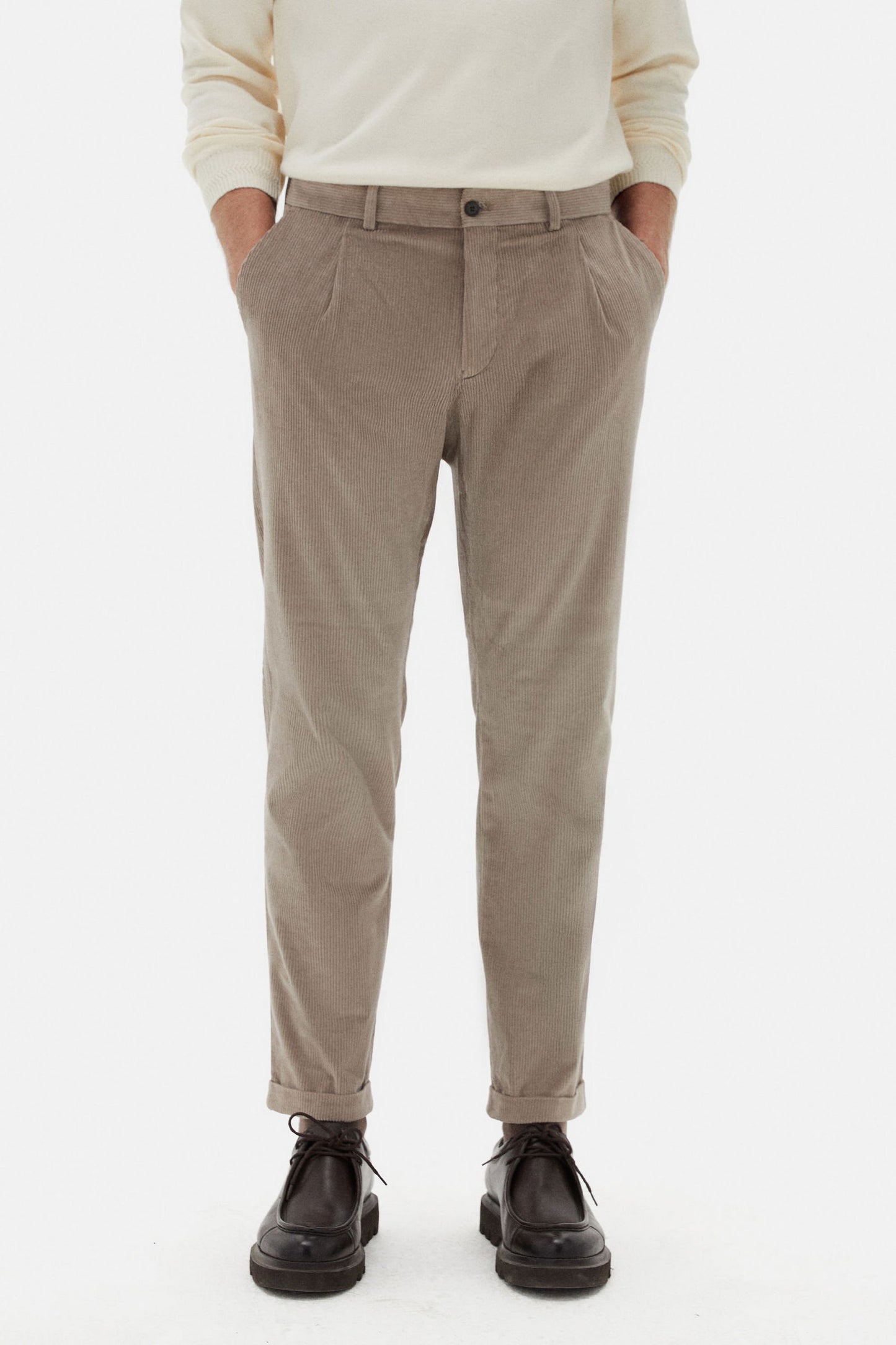 Damat Comfort Fit Vizon Kadife Pileli Kumaş Pantolon