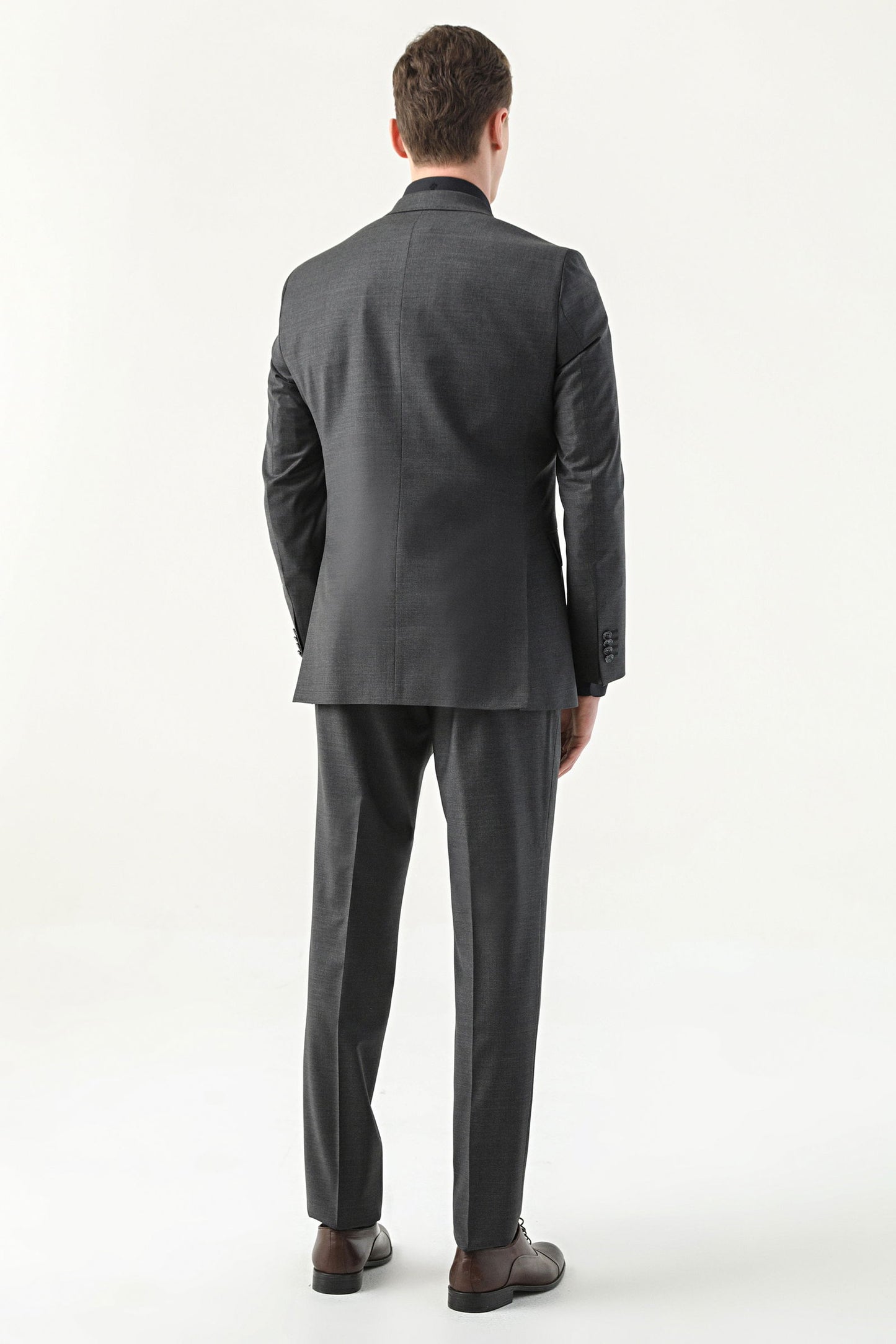 Damat Slim Fit Antrasit Düz Superfine Wool Takim Elbise