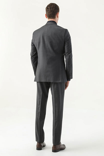 Damat Slim Fit Antrasit Düz Superfine Wool Takim Elbise