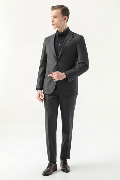 Damat Slim Fit Antrasit Düz Superfine Wool Takim Elbise