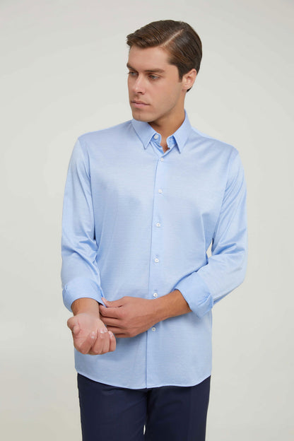 Damat Slim Fit Mavi Armürlü Gömlek