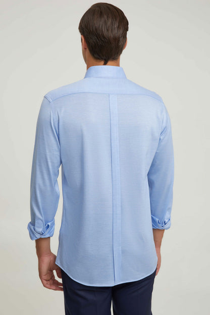 Damat Slim Fit Mavi Armürlü Gömlek