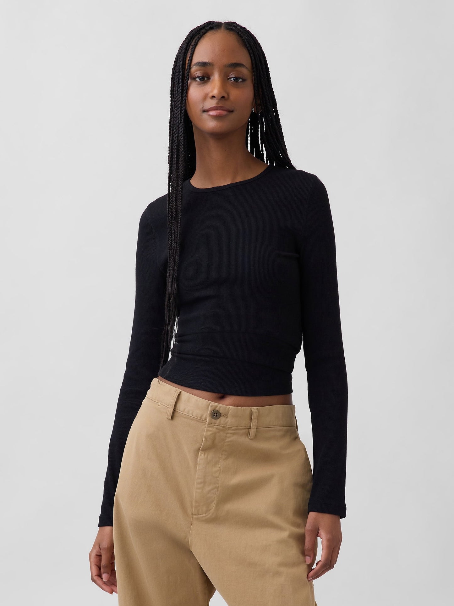 Siyah Modern Fitilli T-shirt