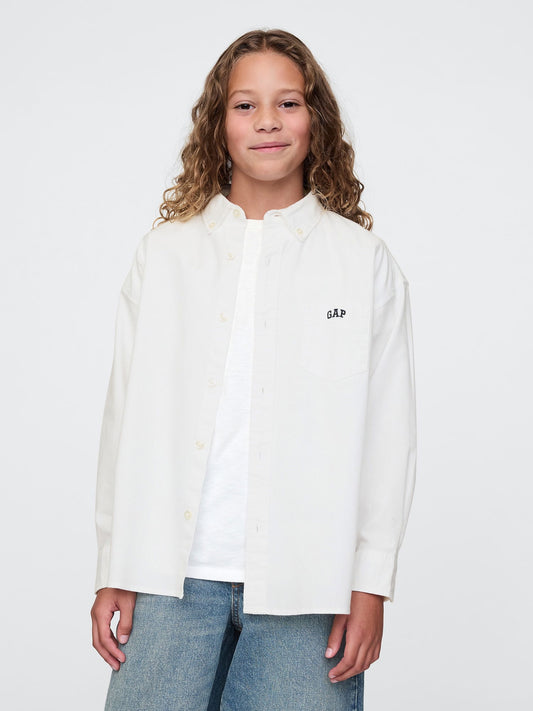 Beyaz Mini Gap Logo Oxford Gömlek