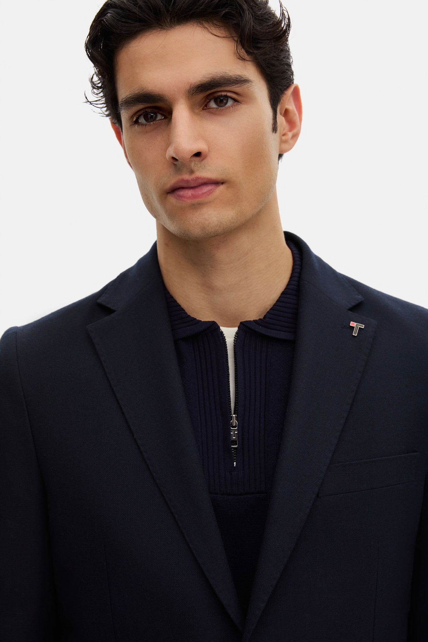 Tween Slim Fit Lacivert Diyogonal Kumaş Ceket