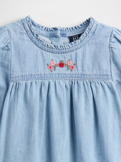Açık Mavi Denim Volanlı Outfit Set