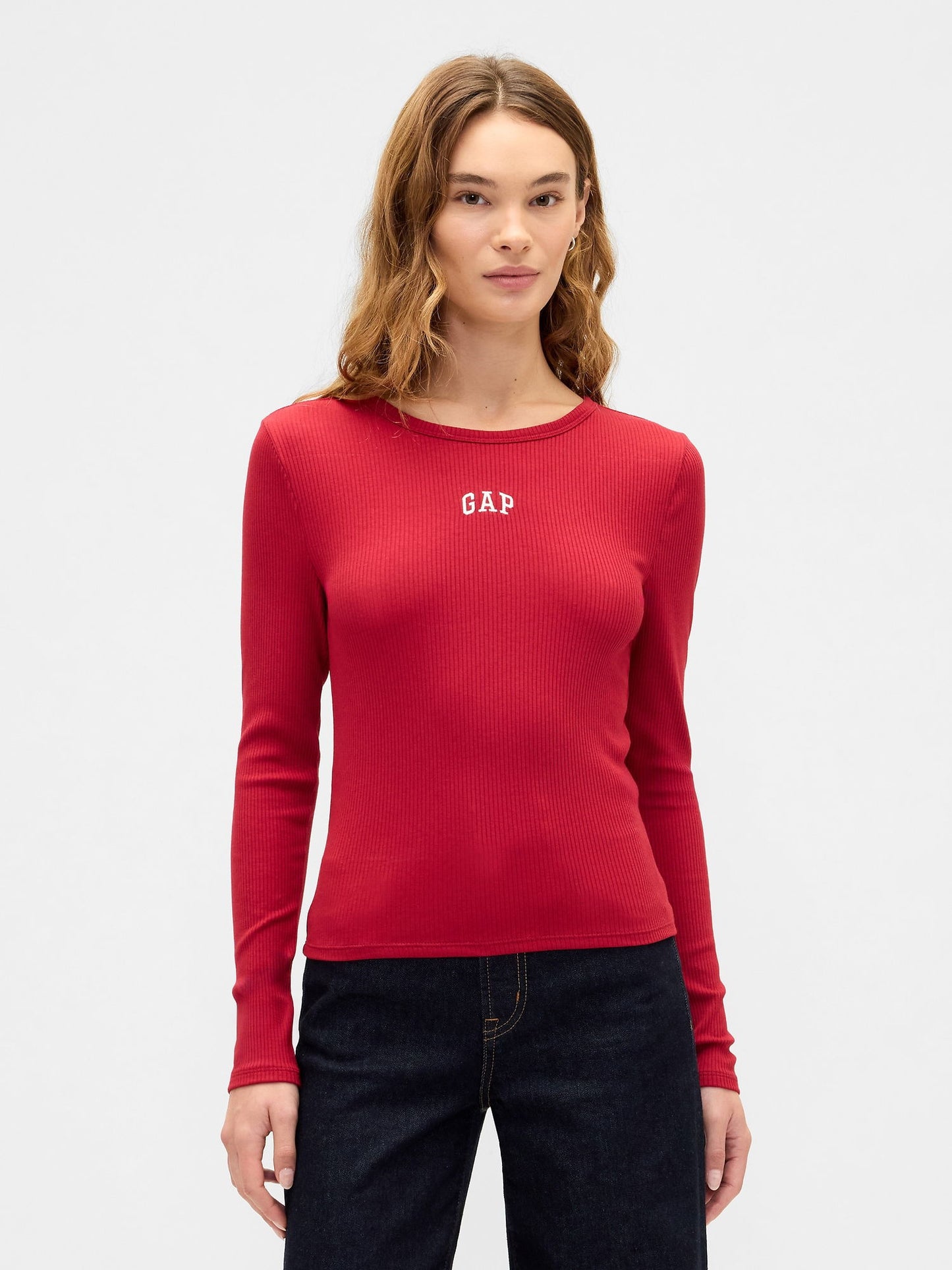Kırmızı Modern Rib Logo Crop T-shirt