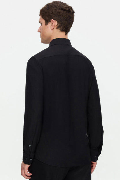 Damat Slim Fit Siyah Düz Gömlek