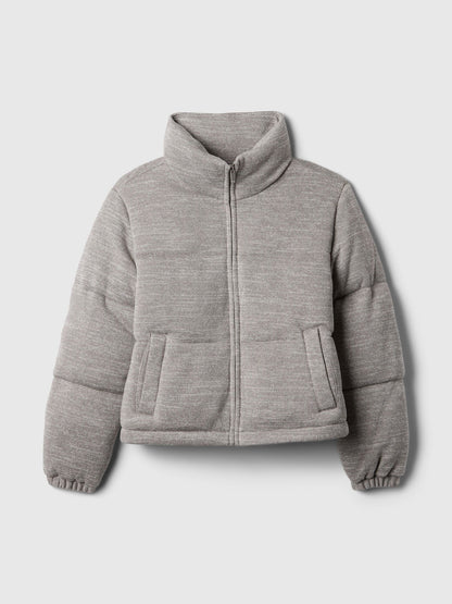 Gri Relaxed Crop Puffer Şişme Mont