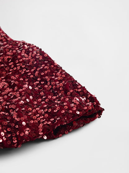 Bordo Sequin Bubble Bluz