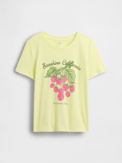 Sarı Relaxed Grafik Baskılı T-shirt