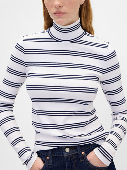 Beyaz Ribbed Turtleneck T-shirt
