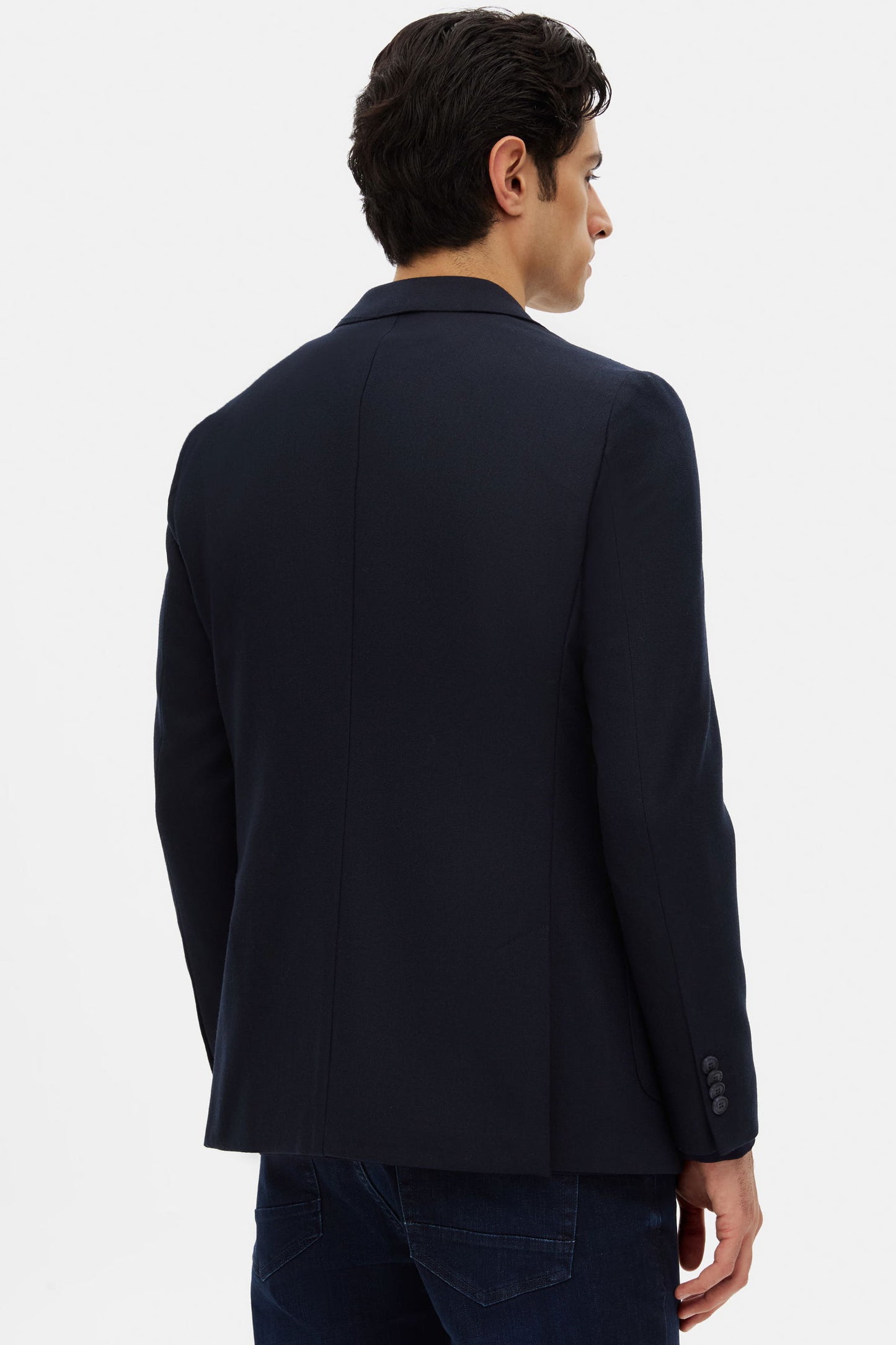Tween Slim Fit Lacivert Diyogonal Kumaş Ceket